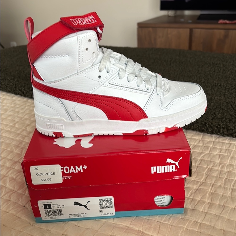 NWT Puma Red and White High-Top Sneakers